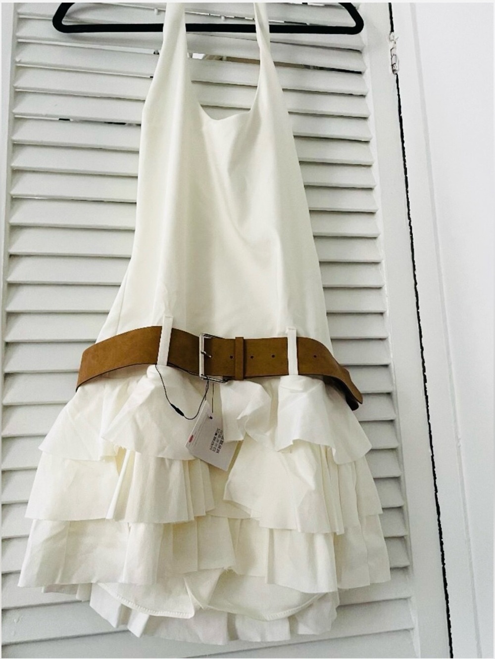 Zara BELTED RUFFLED DRESS with brown belt - Picture 14 of 15